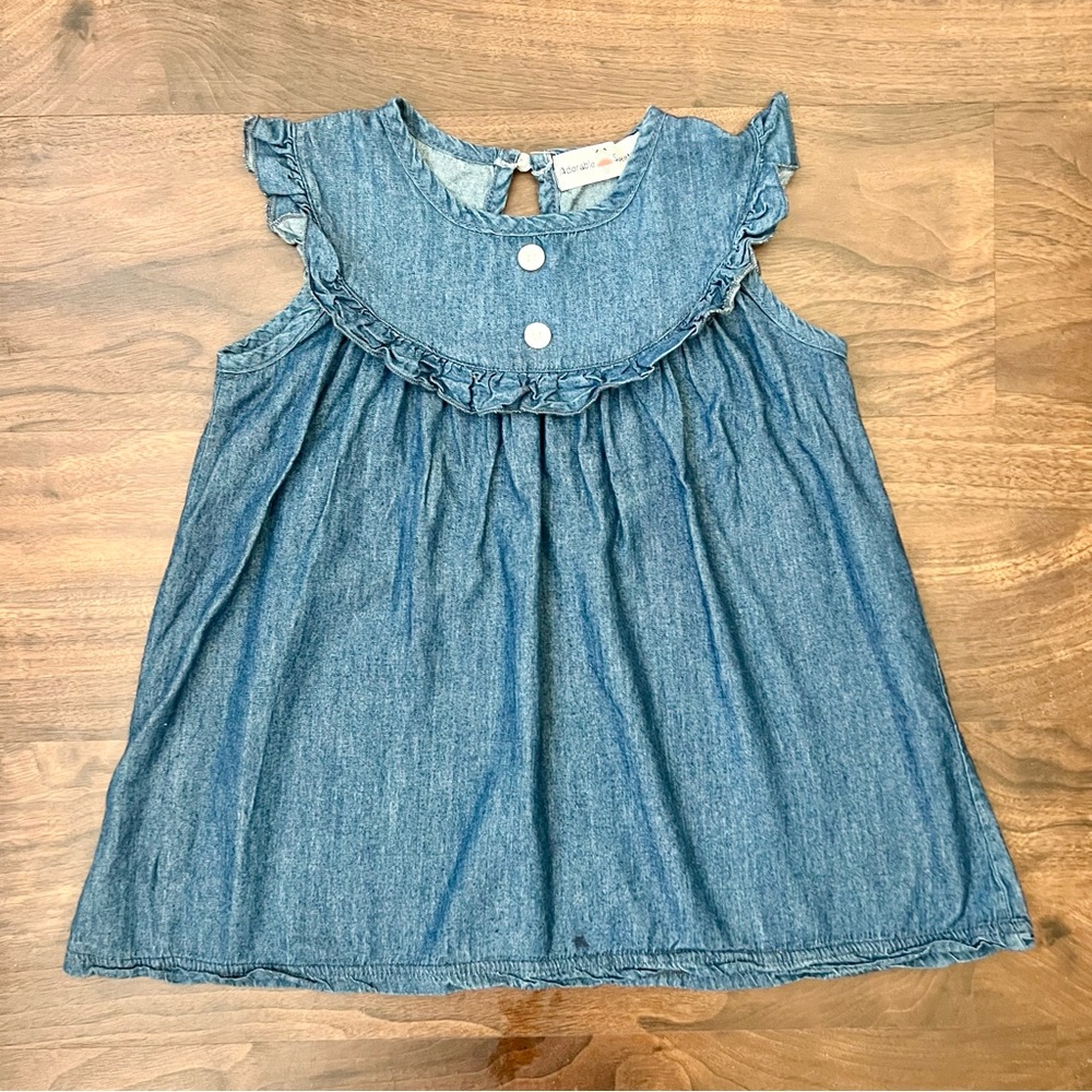Adorable Sweetness Blue Denim Sleeveless Ruffle Dress Girl’s Size 8